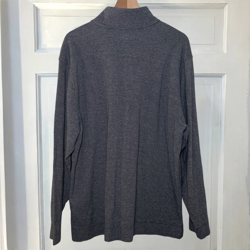 Brooks Brothers Mock Neck Henley Men's XL Blue Gray Cotton Knit Pullover Shirt - Picture 5 of 7